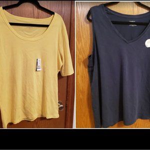 Time & Tru Womens Plus 2XL 20 Set Navy Tank Top & Yellow short sleeve to…